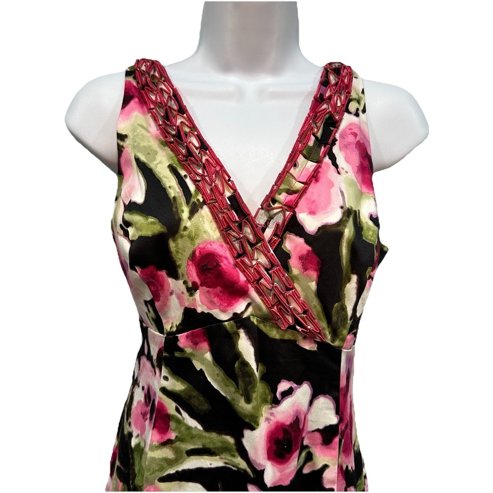 Jones New York Signature Sheath Dress Size 6 Pink Floral Stretch Sleeveless Zip - Picture 9 of 11